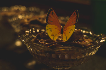 pudding with a butterfly