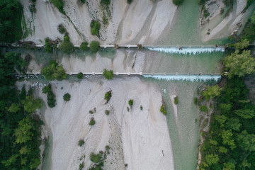mountain river with cascades view from drone © Andrey