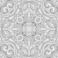 Monochrome Seamless Pattern with Mosaic Motif