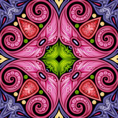 Colored Seamless Pattern with Mosaic Motif