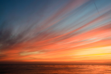 sunset over the sea in california