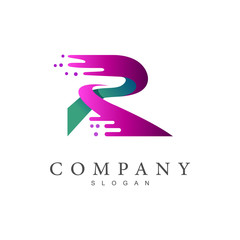 logo letter r, logo r with a symbol of speed + delivery express