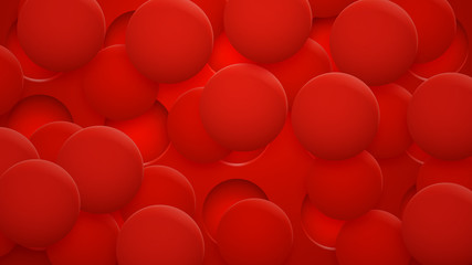 Abstract background of holes and circles with shadows in red colors