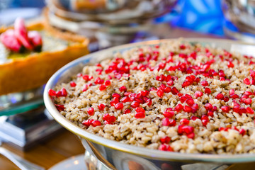 rice with pomegranate greek cooking recipe, healthy food