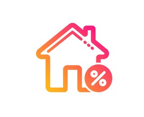Loan house percent icon. Discount sign. Credit percentage symbol. Classic flat style. Gradient loan house icon. Vector
