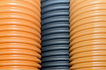 Plastic corrugated pipes for water supply, sewage, plumbing