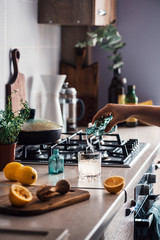 cooking in the kitchen interior 