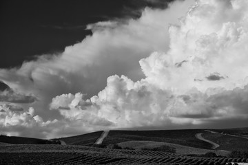 storm clouds over ranch