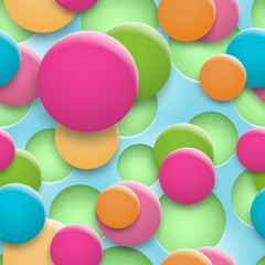 Abstract background of holes and multicolored circles with shadows