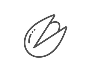 Pistachio nut line icon. Tasty nuts sign. Vegan food symbol. Quality design element. Linear style pistachio nut icon. Editable stroke. Vector