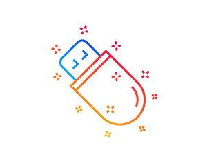 Usb stick line icon. Computer memory component sign. Data storage symbol. Gradient design elements. Linear usb stick icon. Random shapes. Vector