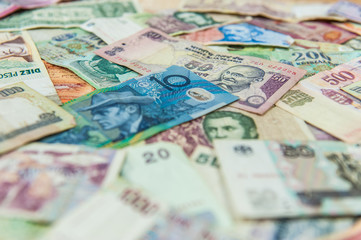 Obraz na płótnie Canvas Australian dollar bill in front of other international banknotes