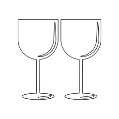 Two glasses of wine icon. Element of Love for mobile concept and web apps icon. Outline, thin line icon for website design and development, app development