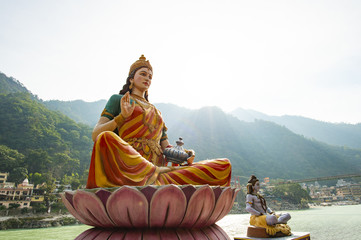 Stunning view of the statue of sitting Goddess Parvati and the statue of Lord Shiva on the...