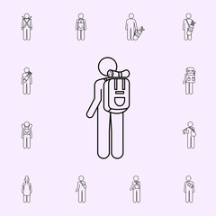 man with rucksack illustration icon. Male Bag and luggage icons universal set for web and mobile