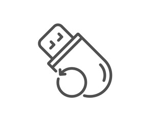 Recovery usb memory line icon. Backup data sign. Restore information symbol. Quality design element. Linear style flash memory icon. Editable stroke. Vector
