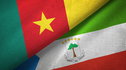 Cameroon and Equatorial Guinea two flags textile cloth, fabric texture