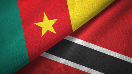 Cameroon and Trinidad and Tobago two flags textile cloth, fabric texture