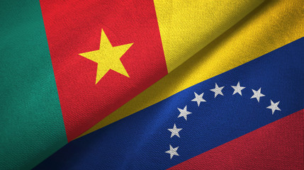Cameroon and Venezuela two flags textile cloth, fabric texture
