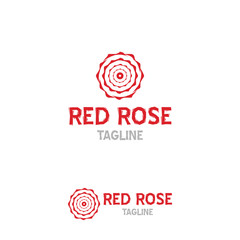 Red Rose Logo Design, Modern rose design concept, flat rose design