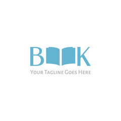 Book logo design, book logotype, blue book design concept