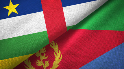 Central African Republic and Eritrea two flags textile cloth, fabric texture