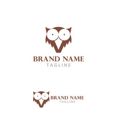 Owl logo design, bird design concept, brown bird, night owl