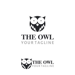 Owl logo concept, black owl logo design, flat bird design, black bird logo