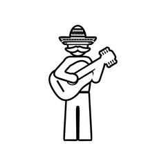 Mexican guitarist icon. Element of Mexico for mobile concept and web apps icon. Outline, thin line icon for website design and development, app development
