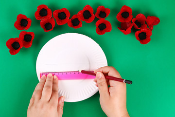 Diy wreath red poppy Anzac Day, Remembrance, Remember, Memorial day made of cardboard egg trays.