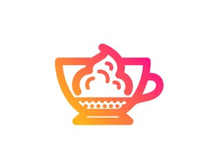 Espresso with whipped cream icon. Hot coffee drink sign. Beverage symbol. Classic flat style. Gradient espresso cream icon. Vector