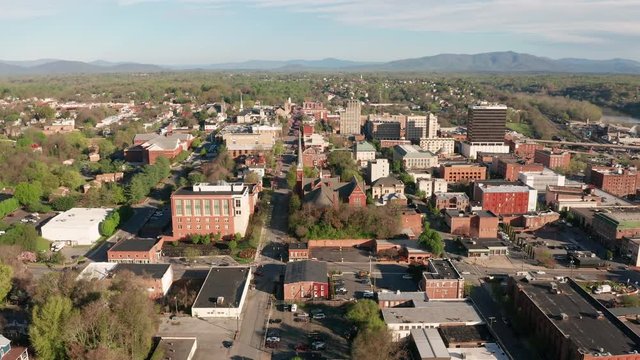 Bright Sunny Daylight Sky Aerial Perspective Downtown Lynchburg Virginia