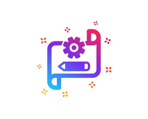 Cogwheel blueprint icon. Engineering tool sign. Edit settings symbol. Dynamic shapes. Gradient design cogwheel blueprint icon. Classic style. Vector