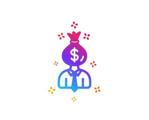 Businessman earnings icon. Dollar money bag sign. Dynamic shapes. Gradient design manager icon. Classic style. Vector