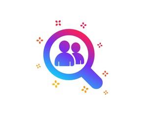 Business recruitment icon. Search employees sign. Magnifying glass symbol. Dynamic shapes. Gradient design search employees icon. Classic style. Vector