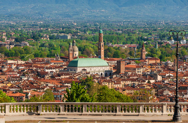 View of Vicenza historic center with the famous renaissance Basilica Palladiana, from Mount Berico...