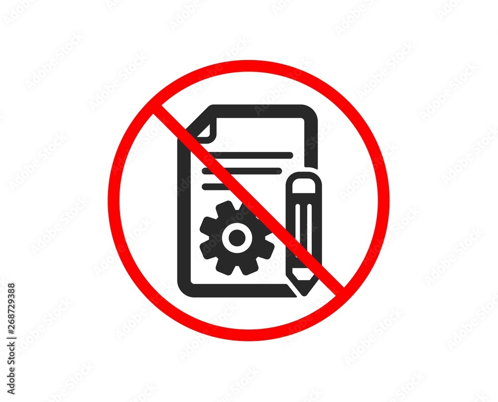 Poster no or stop. documentation icon. technical instruction sign. prohibited ban stop symbol. no documenta