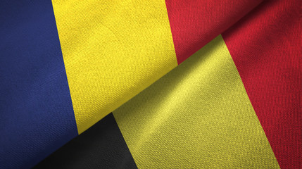Chad and Belgium two flags textile cloth, fabric texture 