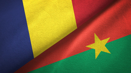 Chad and Burkina Faso two flags textile cloth, fabric texture 