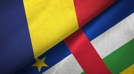 Chad and Central African Republic two flags textile fabric texture 