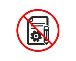 No or Stop. Documentation icon. Technical instruction sign. Prohibited ban stop symbol. No documentation icon. Vector