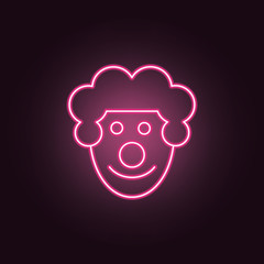 Cute smiling clown neon icon. Elements of Party set. Simple icon for websites, web design, mobile app, info graphics