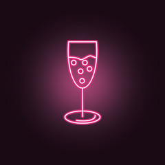 Champagne glass neon icon. Elements of Party set. Simple icon for websites, web design, mobile app, info graphics