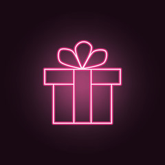 Gift Box Present neon icon. Elements of Party set. Simple icon for websites, web design, mobile app, info graphics