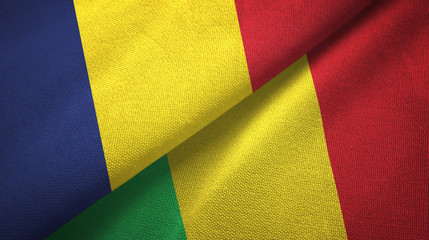 Chad and Mali two flags textile cloth, fabric texture