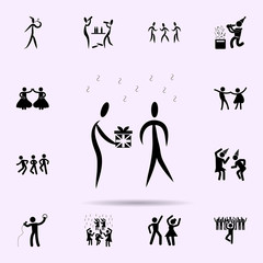 give a gift icon. Party icons universal set for web and mobile