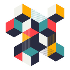 Abstract geometric isometric shape layout design template background modern art style