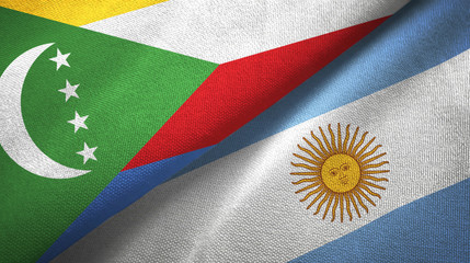 Comoros and Argentina two flags textile cloth, fabric texture 