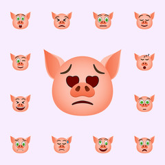 Pig in enamored emoji icon. Pig emoji icons universal set for web and mobile