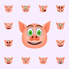 Fototapeta premium Pig in surprised, smile emoji icon. Pig emoji icons universal set for web and mobile